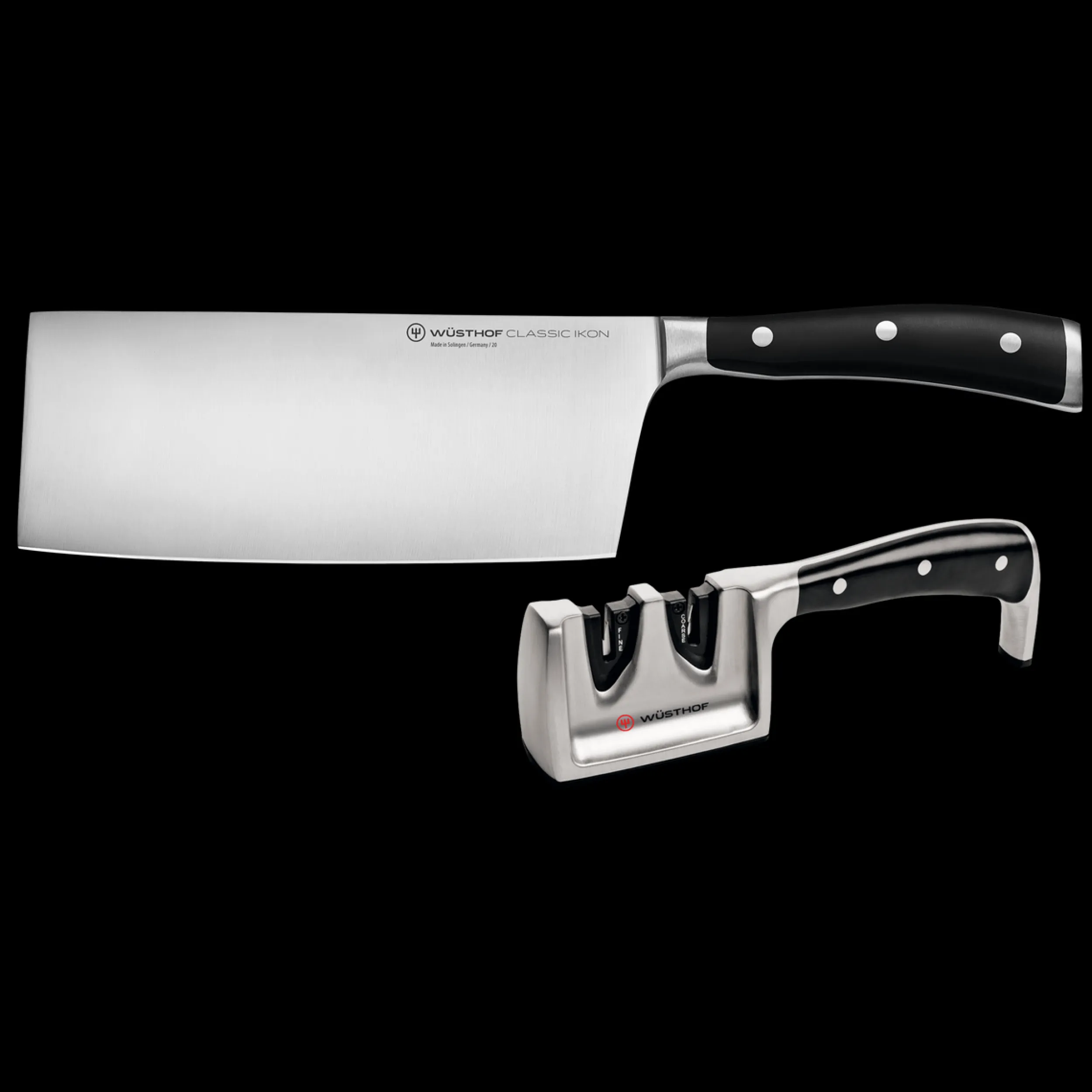 Wüsthof Knife Sets>Classic Ikon 2-Piece Chinese Chef's Knife and Sharpener Set