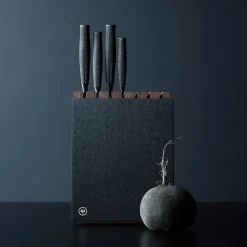 Wüsthof Knife Storage>7-Slot Black Aluminum Knife Block with Wood Insert